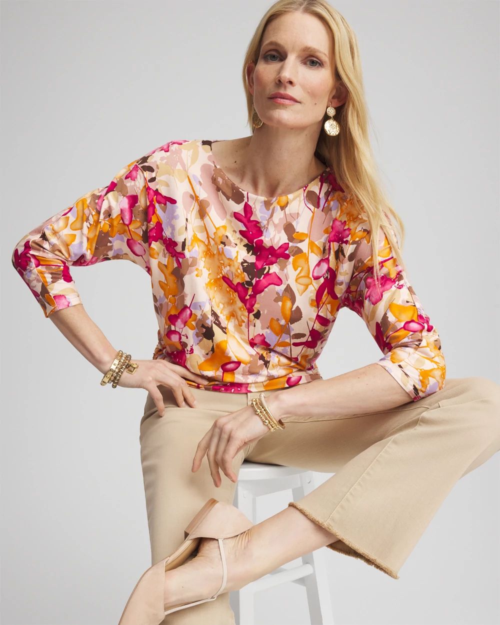 Touch of Cool™ Floral Banded-Hem Top