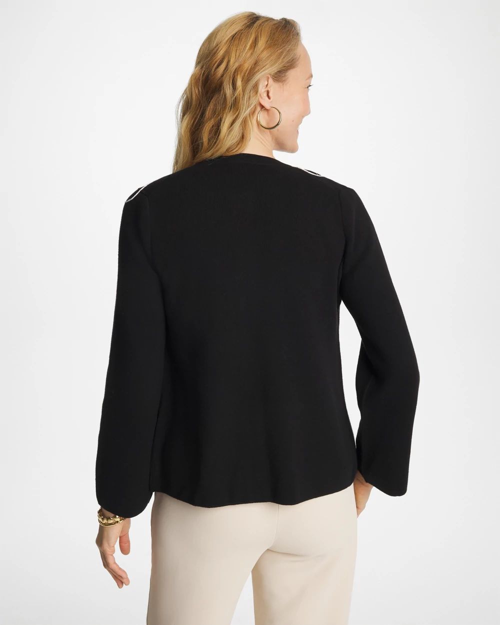 Embroidered Crewneck Cardigan Jacket click to view larger image.