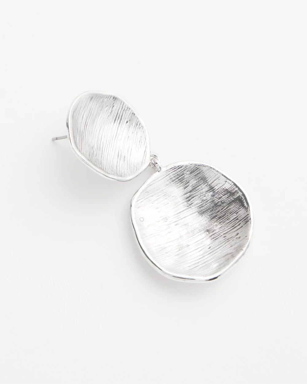 Silver Tone Disc Drop Earrings
