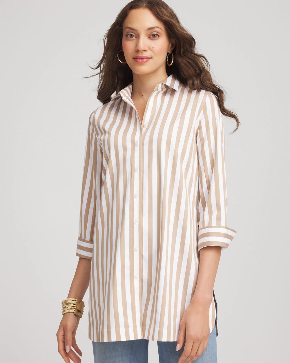 No Iron™ Neutral Striped Tunic