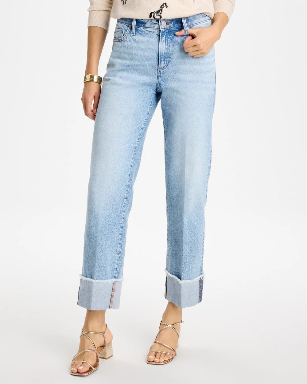 Vintage Chic Fray Straight Crops click to view larger image.