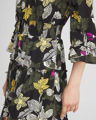 Botanical Ruffle Bell Sleeve Dress click to view larger image.