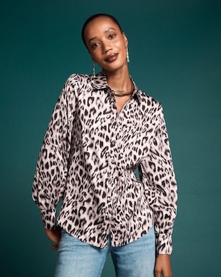 Faux Silk Snowy Animal Shirt