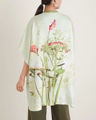 Botanical-Print Silk Ruana Wrap