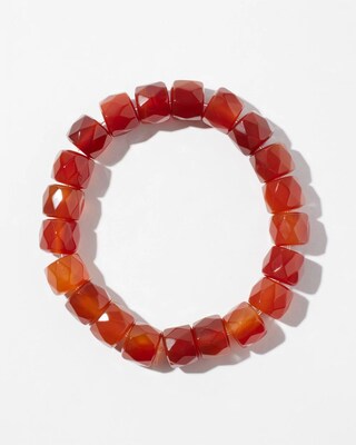 Agate Square Bead Stretch Bracelet