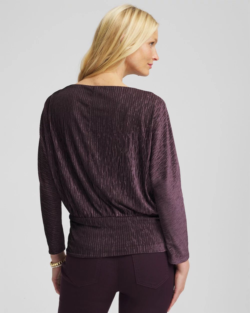 Crinkle Velvet Banded-Bottom Top