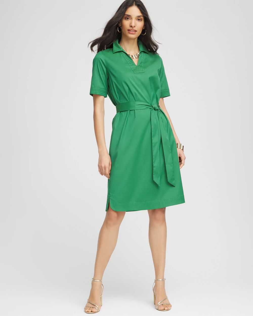 Shirttail Hem Popover Midi Dress