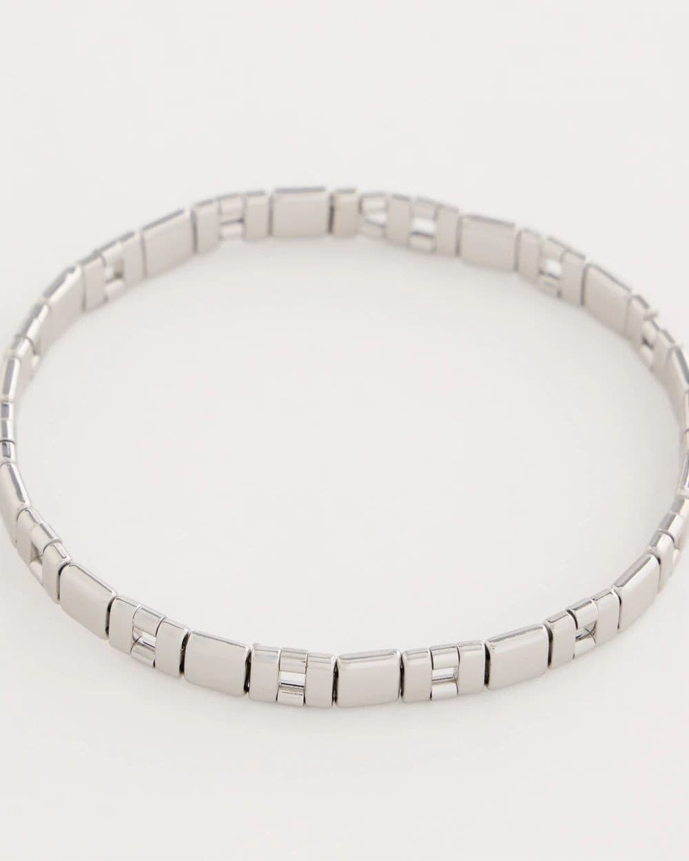 Glam Silvertone Slice Stretch Bracelet click to view larger image.