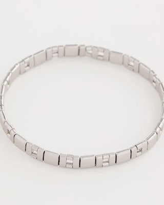 Glam Silvertone Slice Stretch Bracelet click to view larger image.
