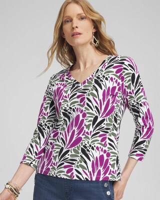Floral Print 3/4 Sleeve Perfect Tee