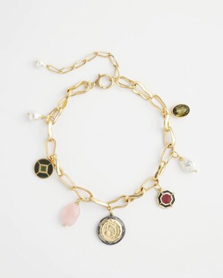 Vintage Inspired Gold Charm Necklace