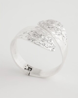 Silver Tone Leaf Cuff Hinge Bracelet click to view larger image.