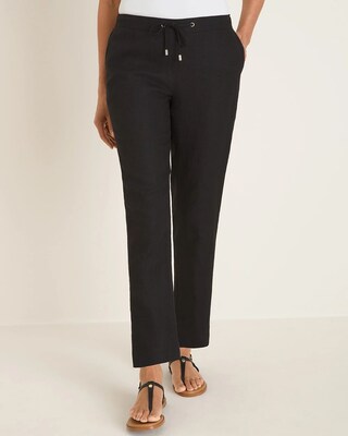 Linen Drawstring Ankle Pants