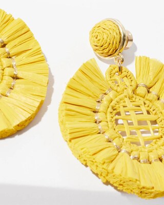 Yellow Raffia Drop Earrings