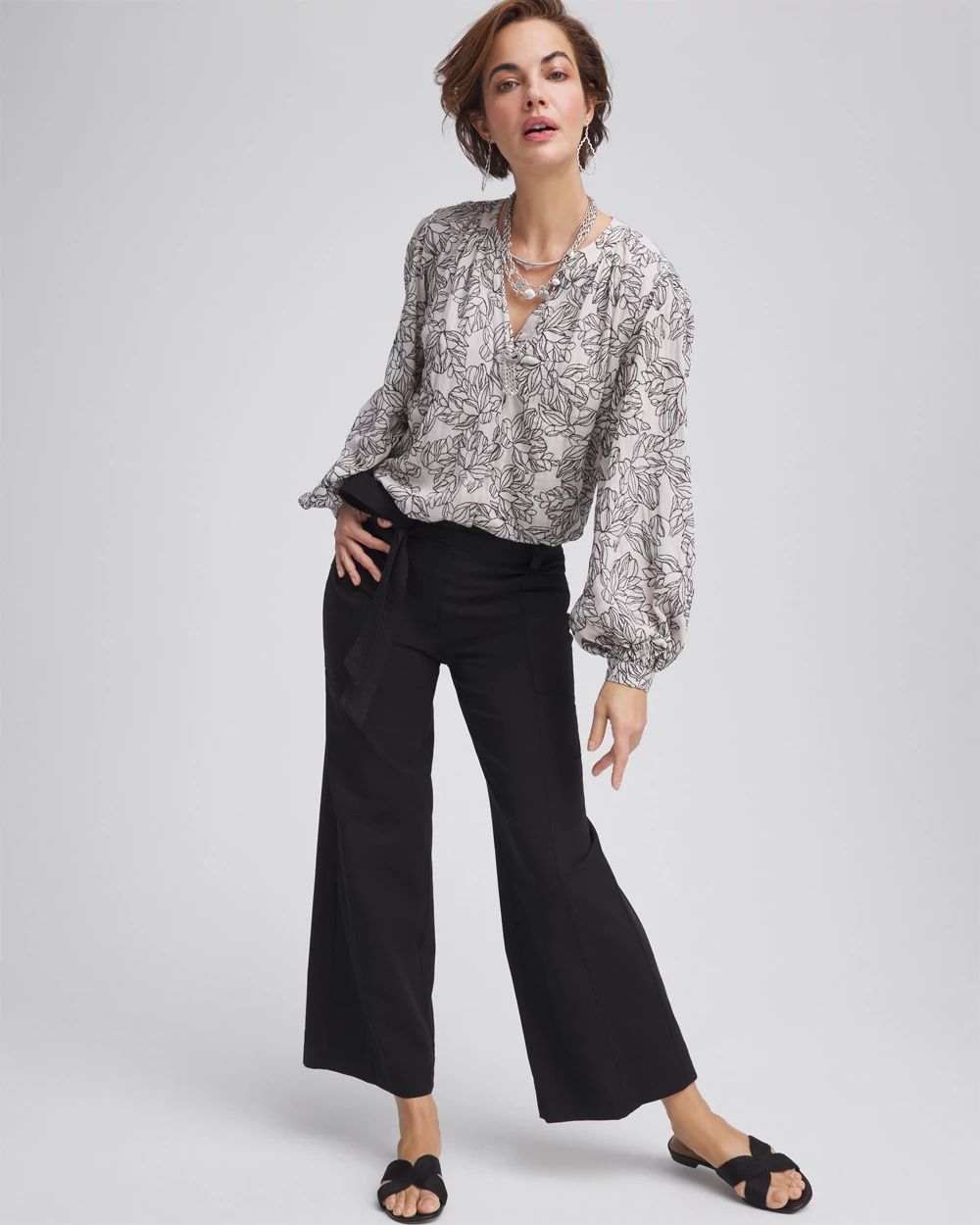 Petite Belted Twill Utility Cropped Pants