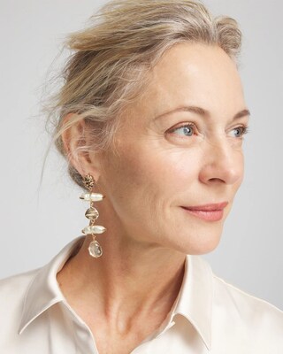 Gold Stone Linear Earrings