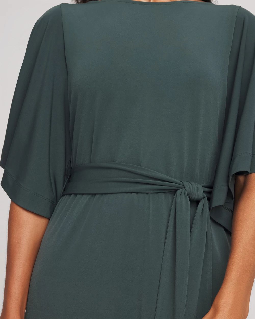 Belted Flutter-Sleeve Maxi Dress click to view larger image.