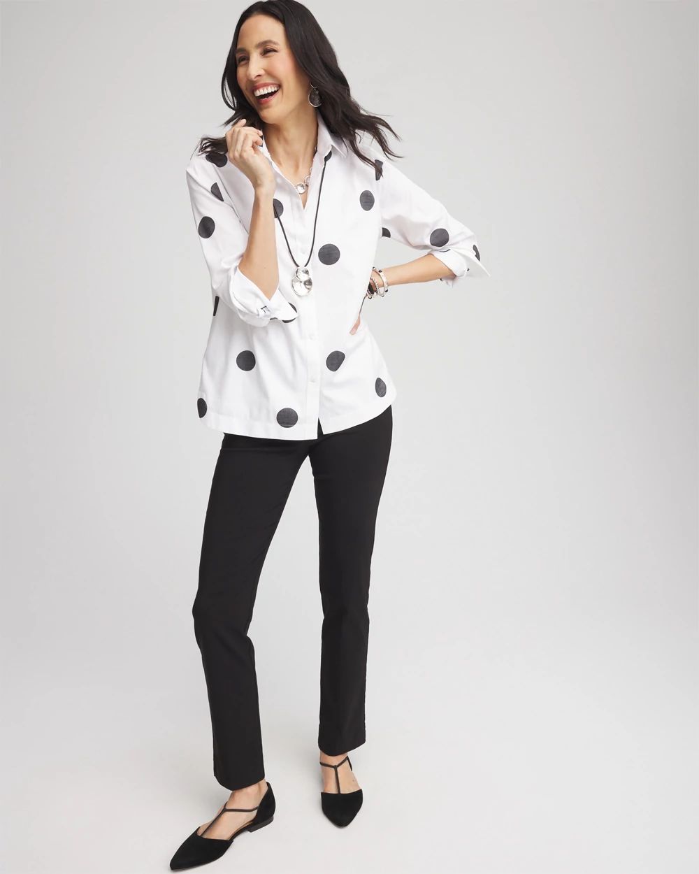 No Iron™ Polka-Dot Jacquard Shirt