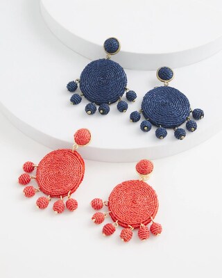 No Droop™ Navy Raffia Drop Earrings