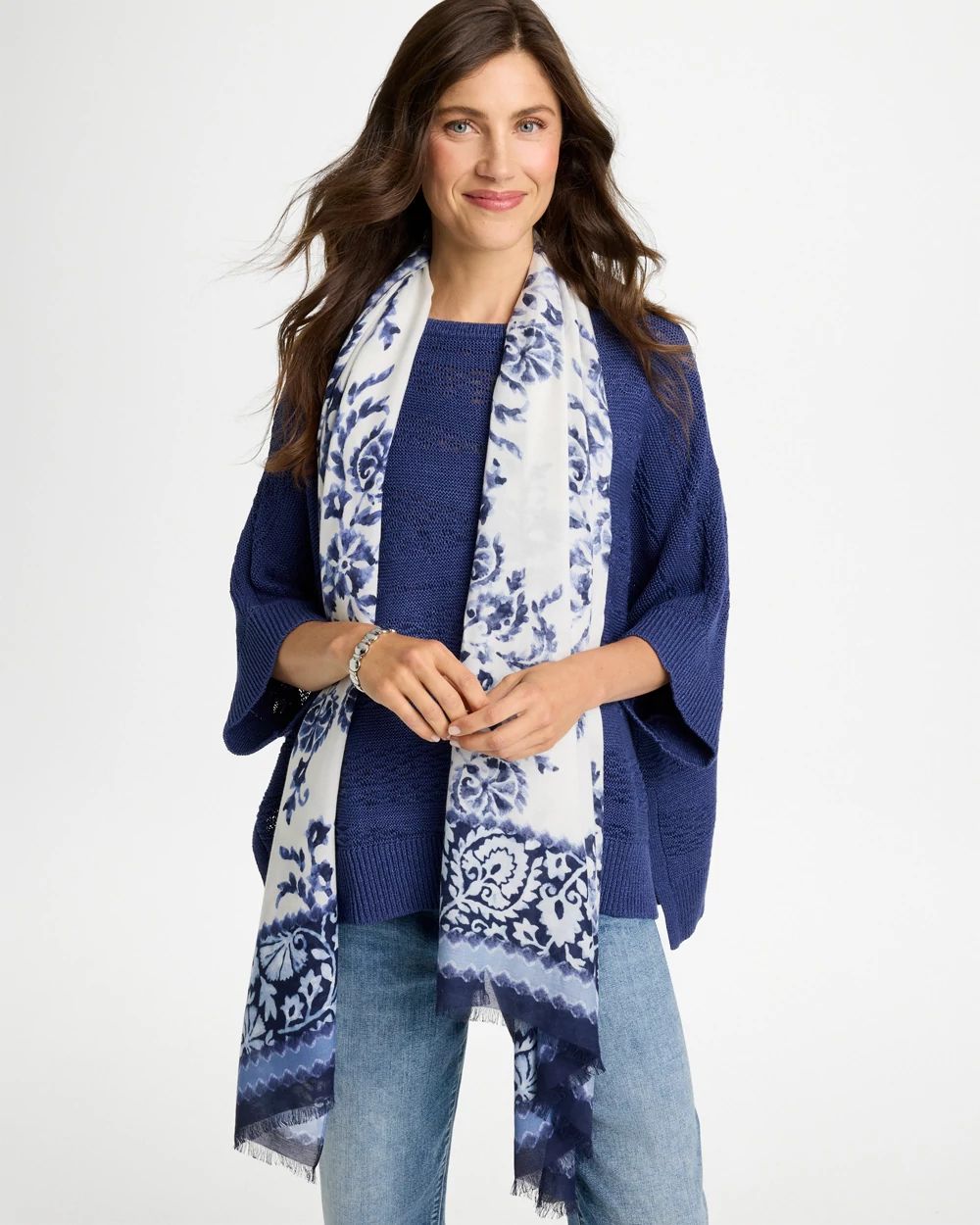 Paisley Printed Oblong Scarf click to view larger image.