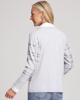 Sequin Plaid Built-In Shirt Knit Sweater