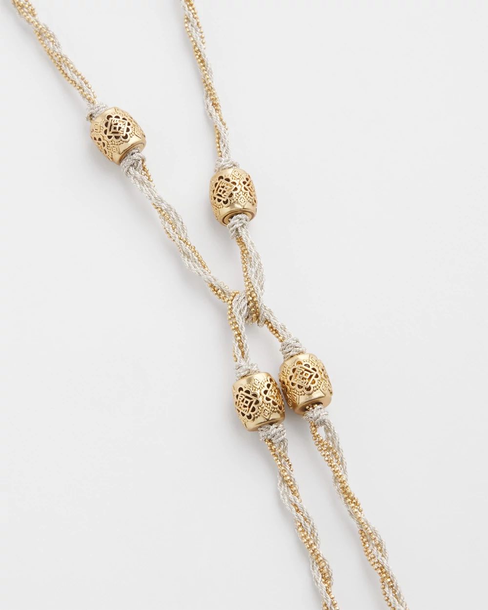 Gold-Tone Beaded Lariat Necklace