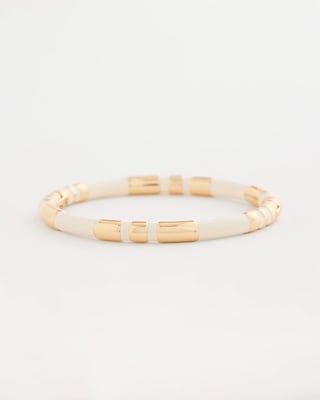 White Enamel Hinge Bangle