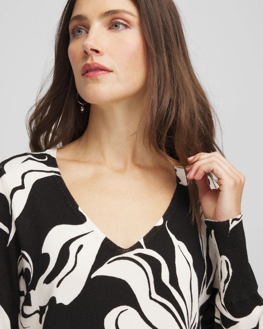 Ella Printed V-Neck Sweater