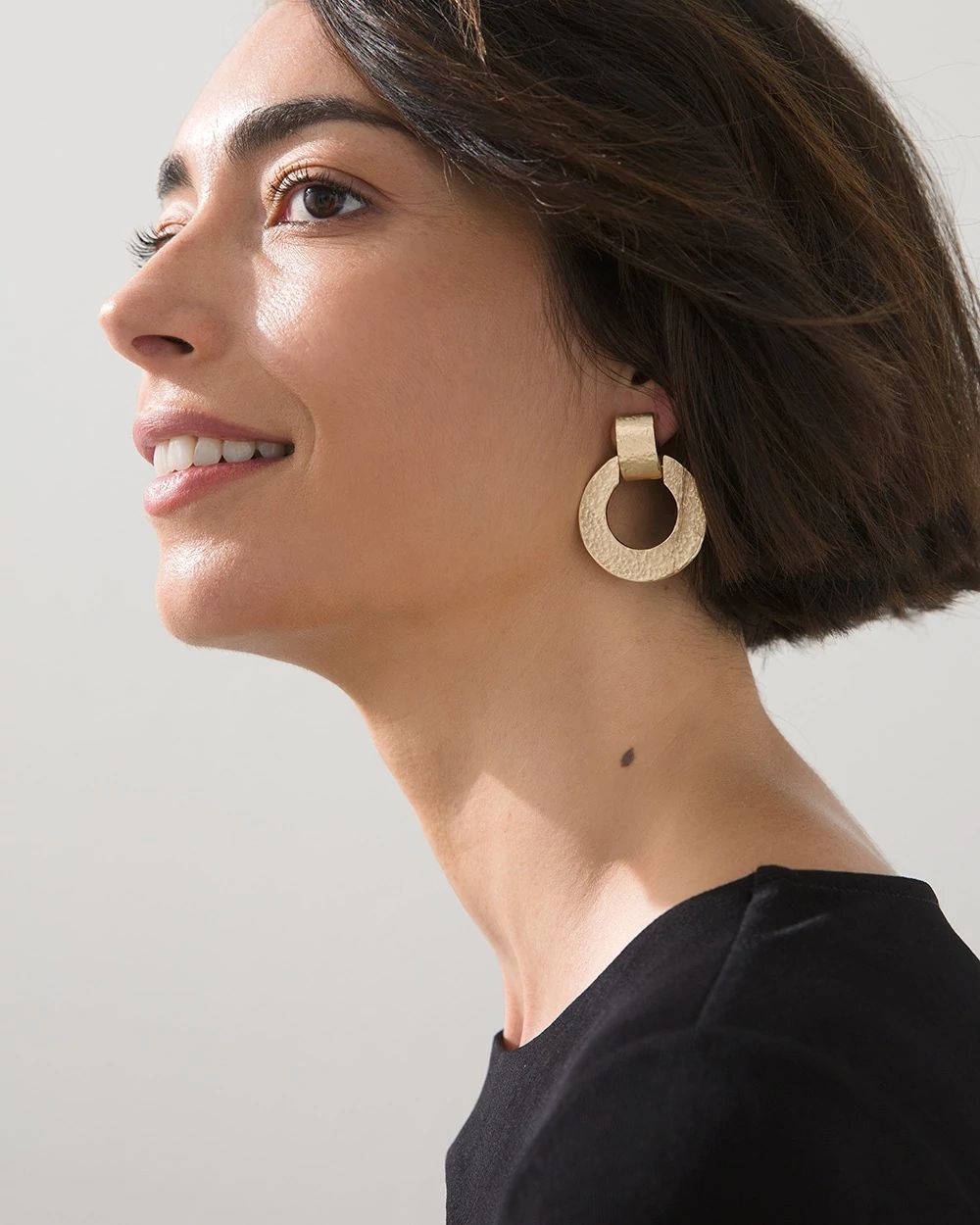 Gold Tone Door Knocker Earrings
