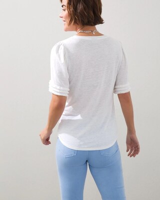Stretch Linen Fringe Sleeve Tee