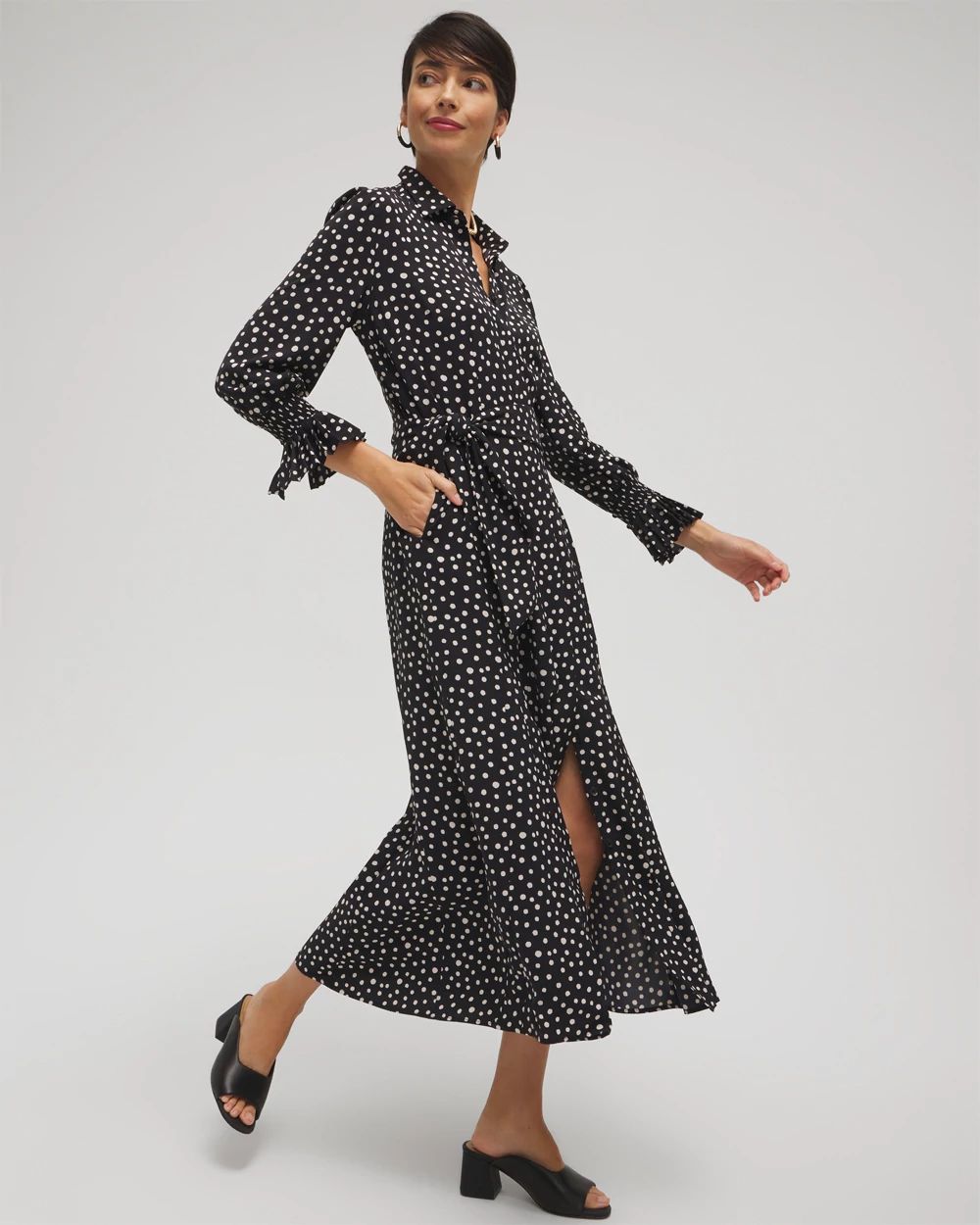 Twill Polka Dot Shirt Dress