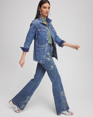 Applique Decorated Denim Jeans click to view larger image.