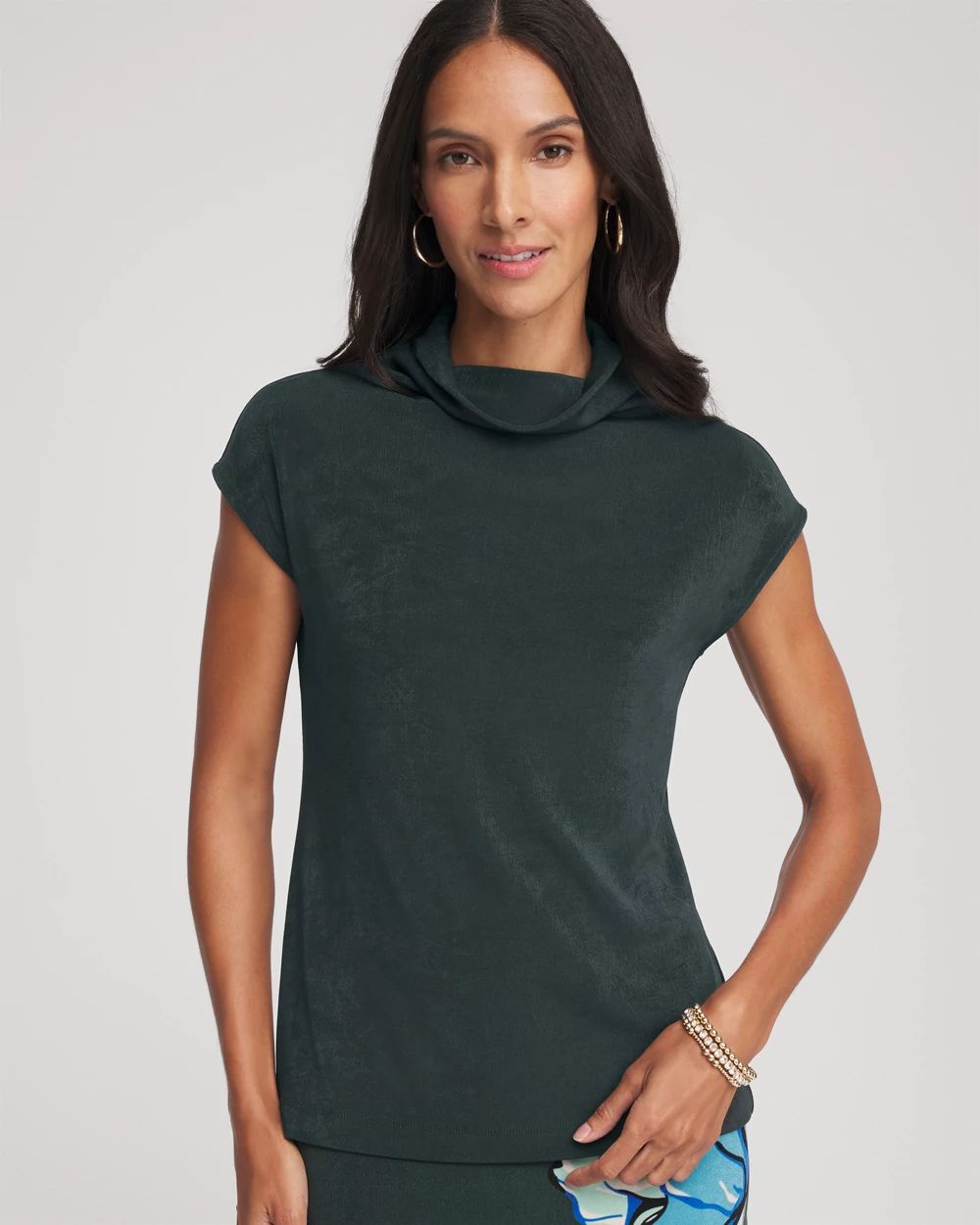 Travelers™ Mockneck Cap-Sleeve Top