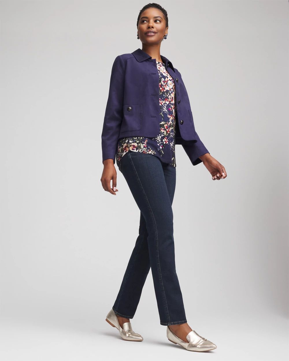 Dark Wash Pull-On Straight-Leg Jeans