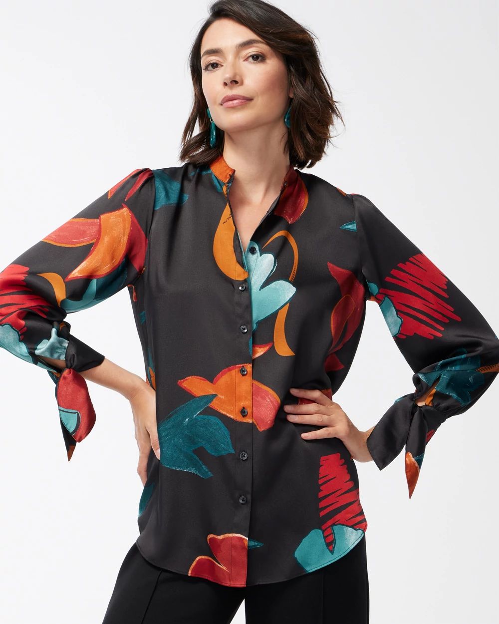 Abstract Floral Print Shirt