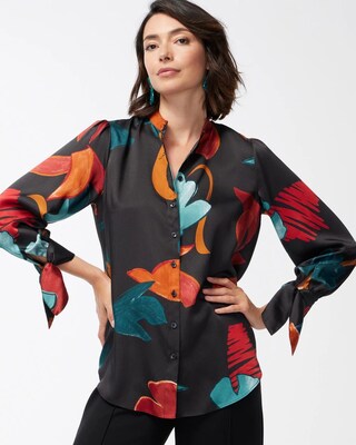 Abstract Floral Print Shirt