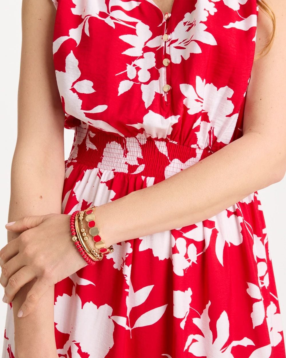 Red Beaded Stretch Bracelet click to view larger image.