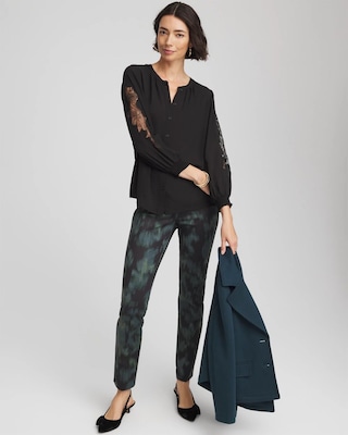 Crepe Banded Collar Blouse click to view larger image.