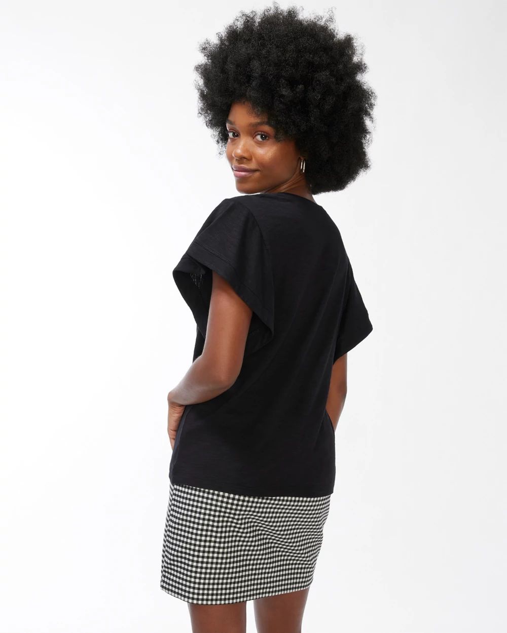 Ruffle Sleeve Slub Tee