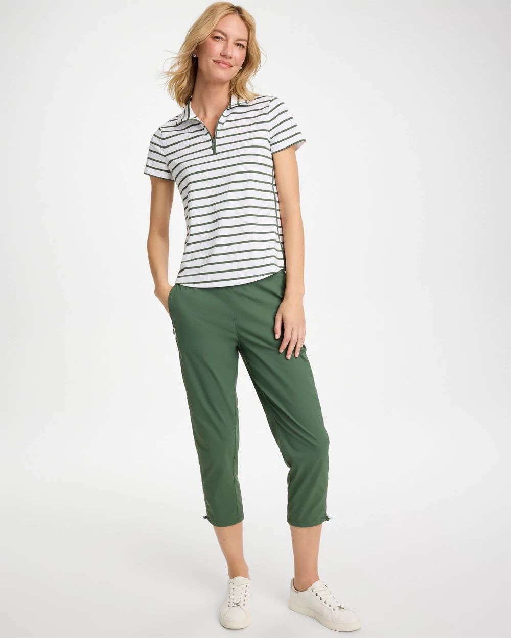 Zenergy® UPF Striped Bungee Crop click to view larger image.