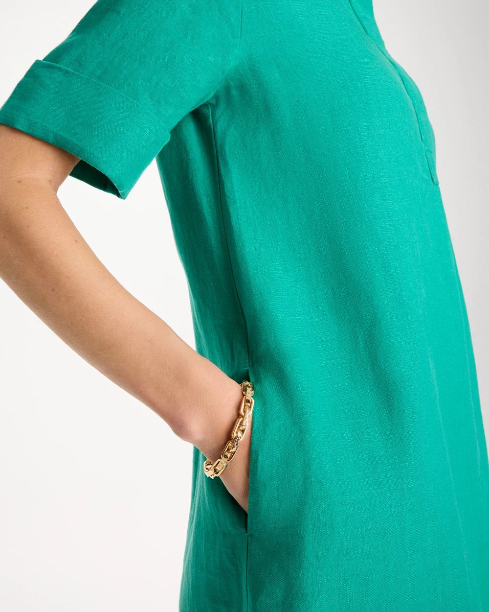 Linen-Cotton Popover Dress