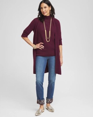 Cashmere Elbow Sleeve Mock Neck Sweater click to view larger image.
