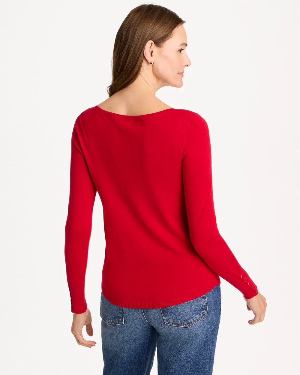 Chico's Ella Bateau Pullover Sweater In Carmine Red In Carmine Red