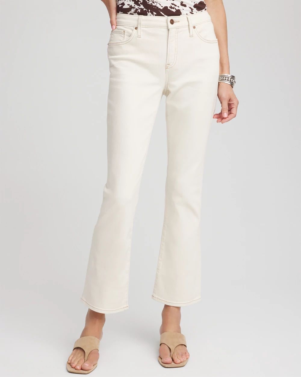 Petite Cropped Girlfriend Kick-Flare Jeans