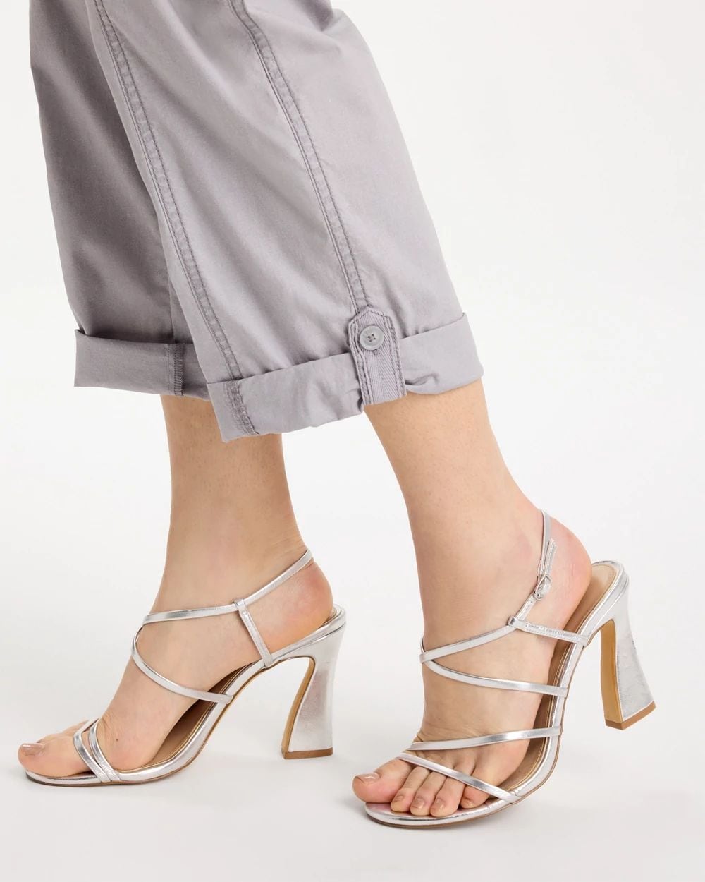 Poplin Cropped Roll Tab Pants click to view larger image.