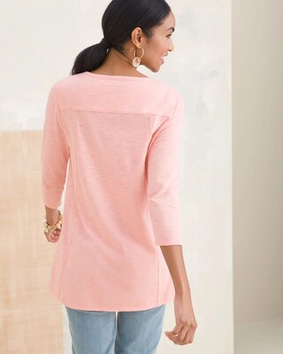Cotton-Blend Slub High-Low Tee