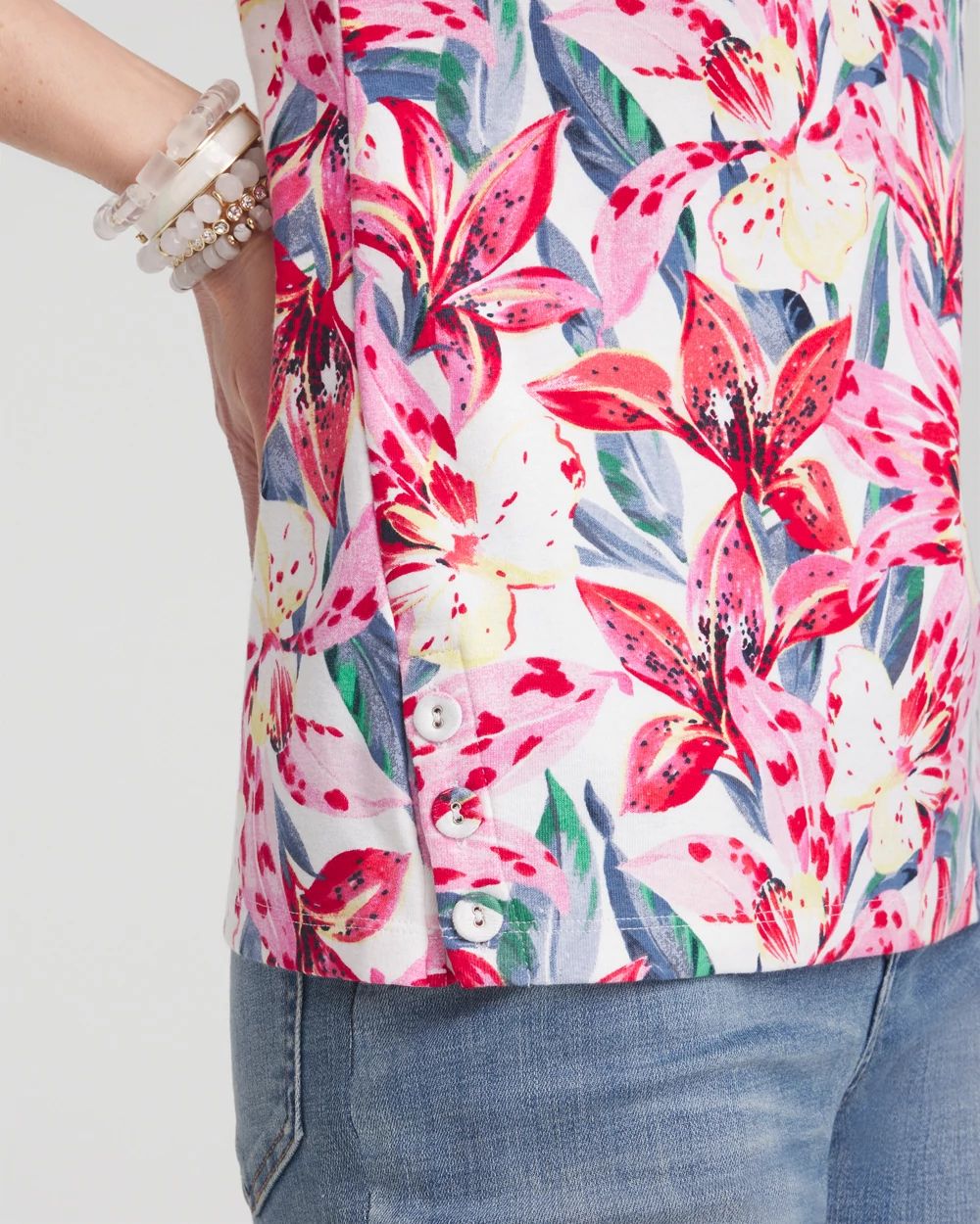 Floral Button Detail Tank