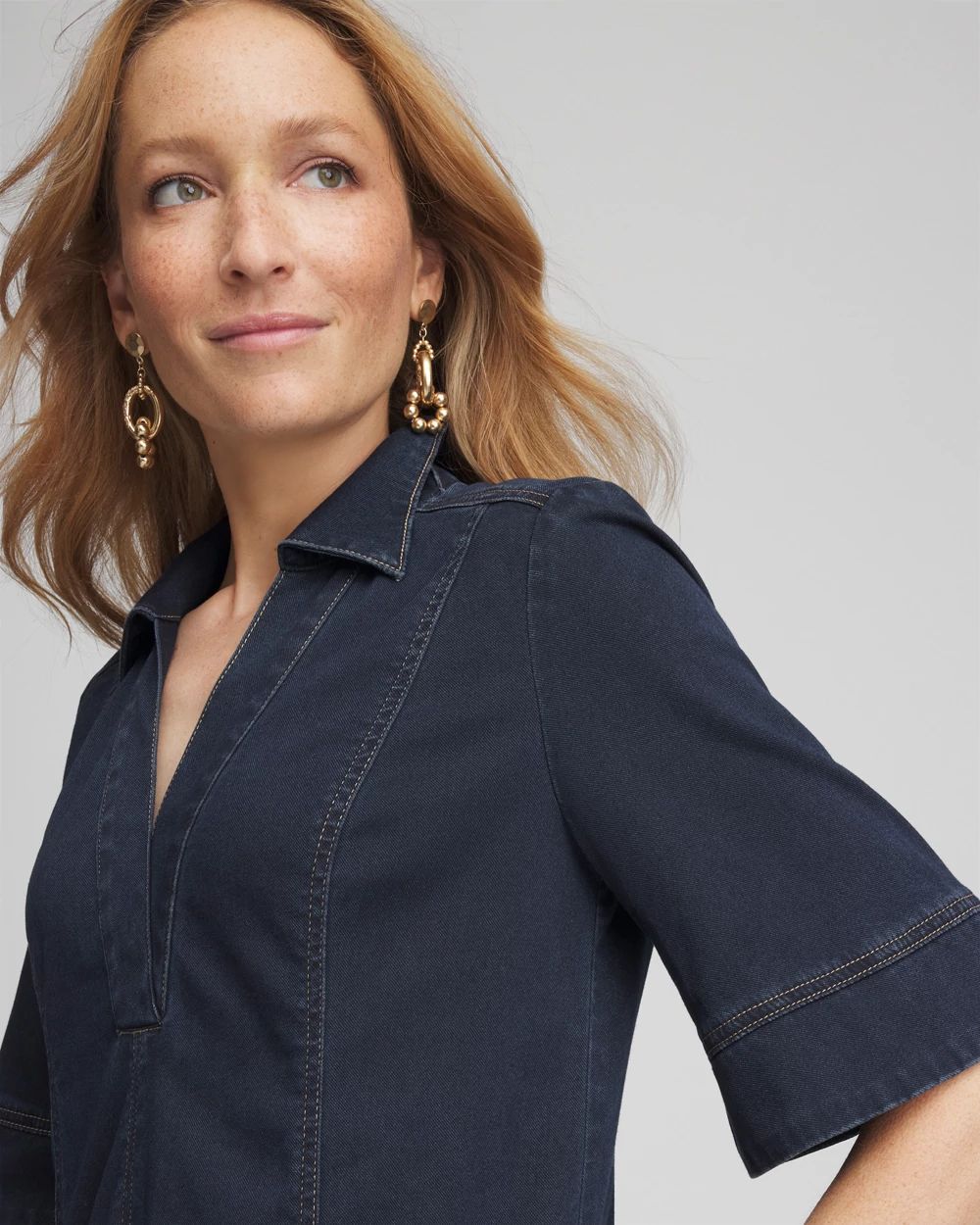 Petite Stretch Denim Maxi Dress