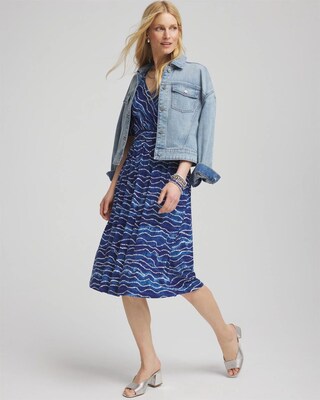 Ocean Print Surplice Neckline Dress click to view larger image.