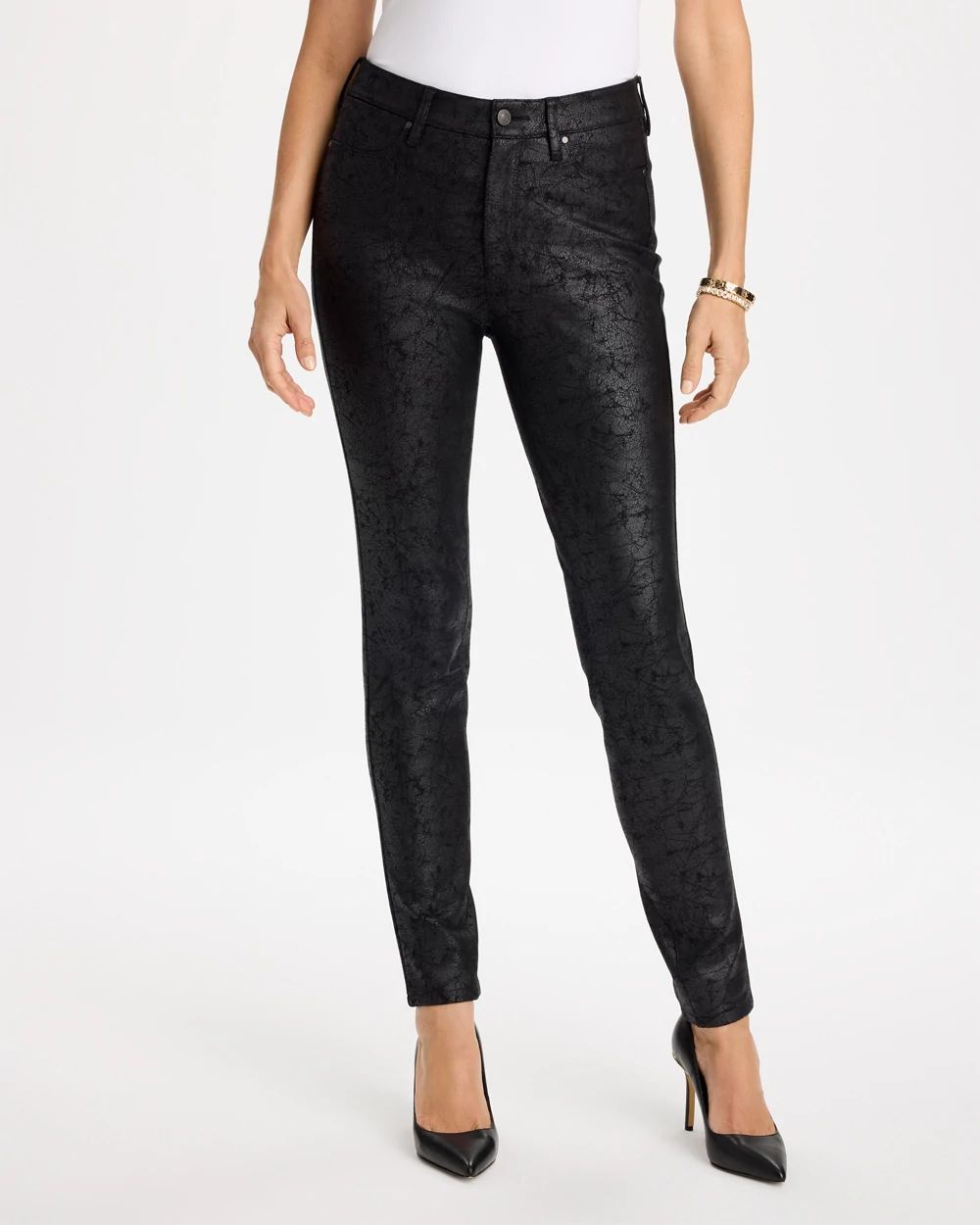 Faux Leather Five Pocket Skinny Pants click to view larger image.
